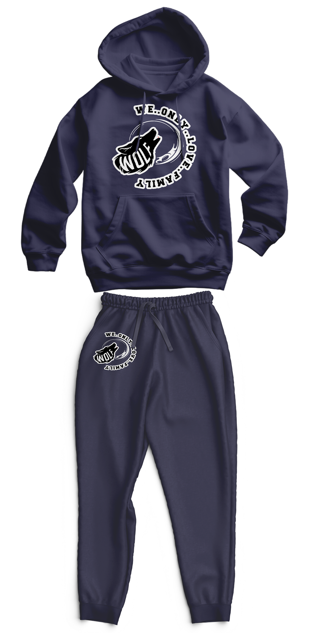 Navyblue Wolf Signature hoodie and sweatpants set