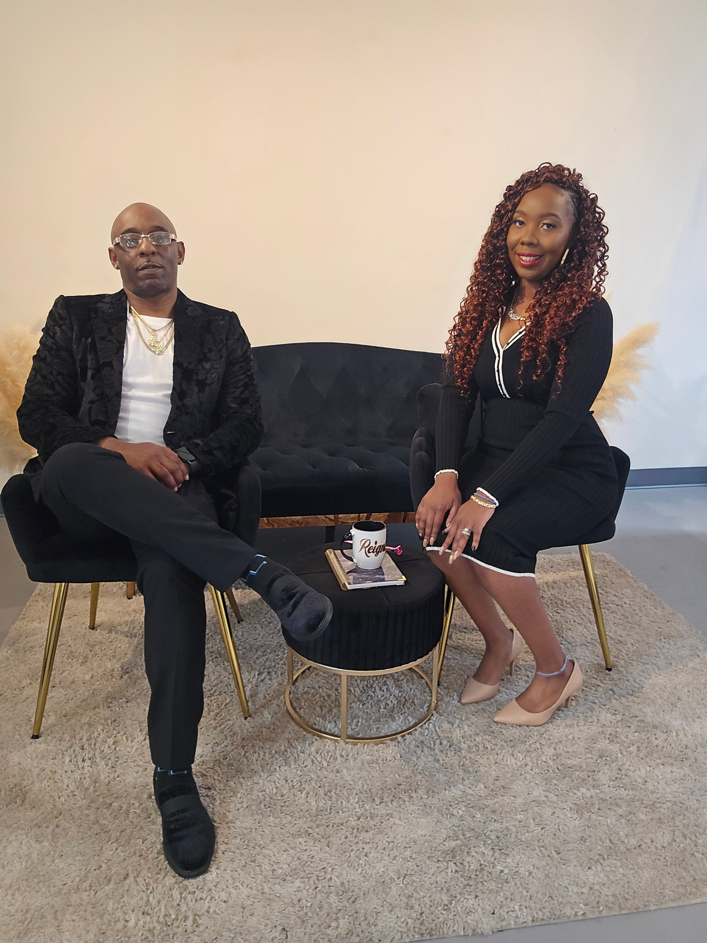 Portrait of George and Essence Myrick, founders of Royal Reigns Design.